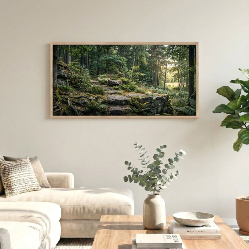 Ensemble de 1 tableau sur toile « Chemin forestier », 48“W x 24”H, Naturel