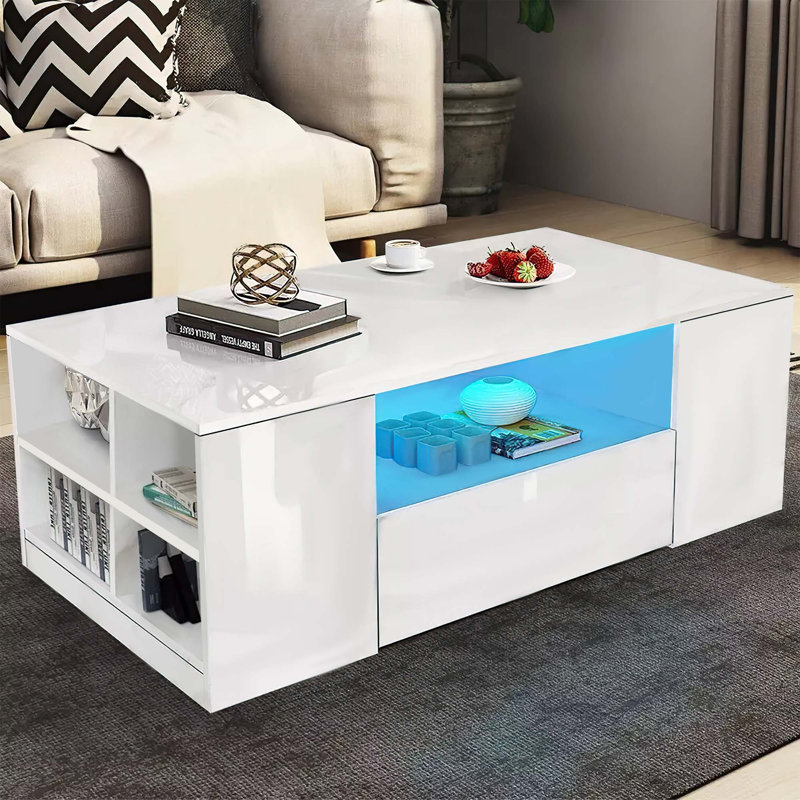 Coffee Table with Storage, White