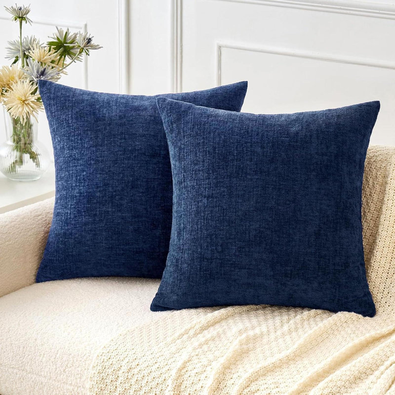 Pack Of 2 Couch Throw Pillow Covers Spring Soft Dusty Chenille Pillow Covers For Sofa Living Room Solid Dyed Pillow Cases