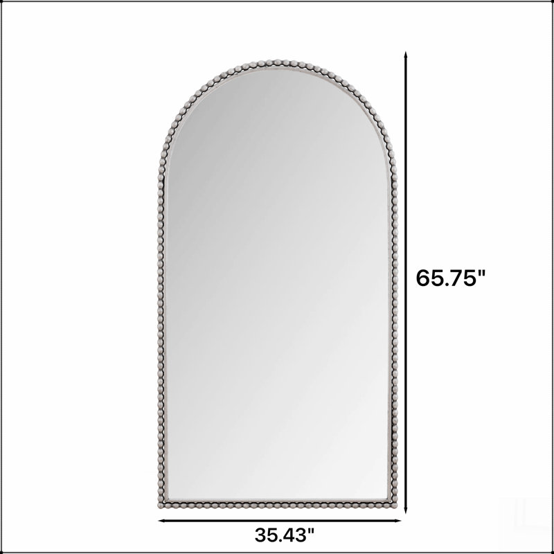Iron Arch Retro Full Length Mirror With Supporting Feet, For Living Room, Bedroom (Silver), Silver
