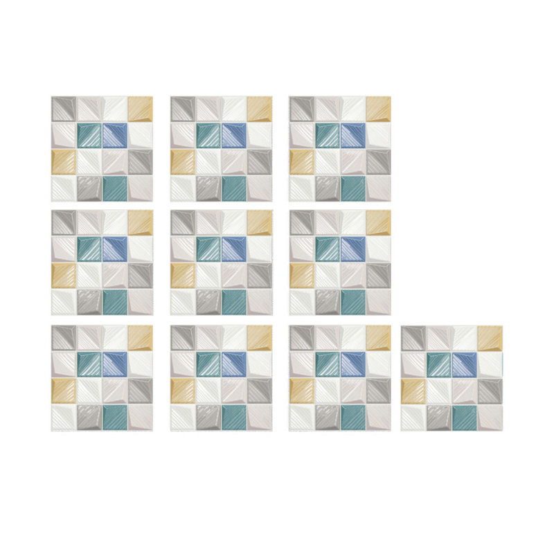 10 pièces de 7,87 x 7,87 pouces / 20 cm x 20 cm chacune, autocollants de carreaux décoratifs à coller, autocollants muraux en vinyle à dosseret mosaïque 7D pour la décoration de la salle de bain; bleu et blanc