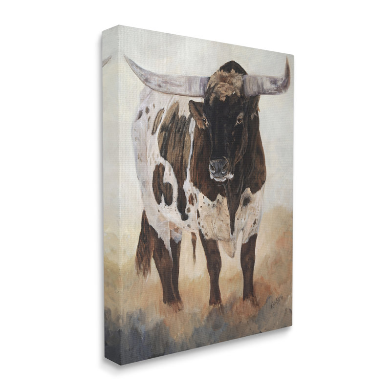«Stupell Industries Longhorn Bovins», art mural sur toile par Kathy Winkler, H 40 po x l 30 po x P 1,5 po