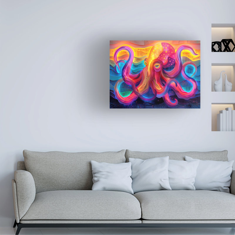 Art sur toile, poulpe bolologien, H 14 po x l 19 po