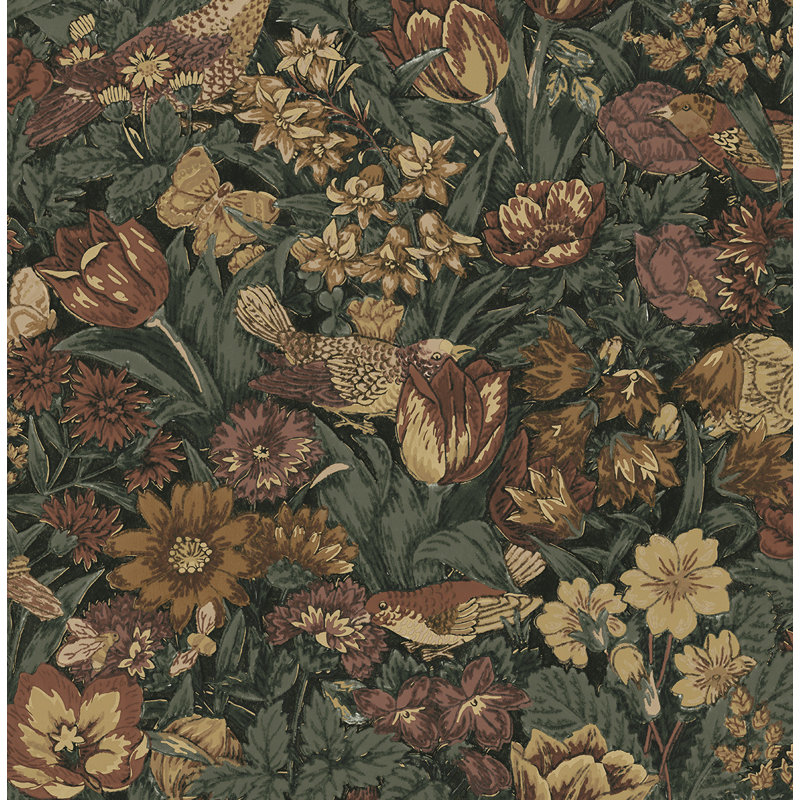 Peel & Stick Floral Roll, Mahogany/Graphite