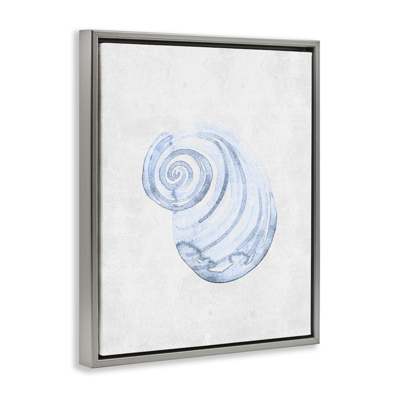 Cadre flottant en spirale Subtle Spiral Sea, design par Camila Juncos, H 21 po x l 17 po, Cadre flottant gris lustré