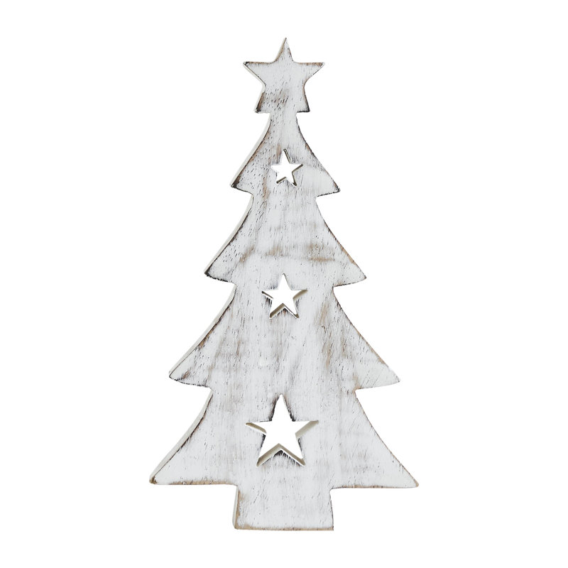Figurine en bois arbre de Noël supérieur avec étoiles, H 8 po x l 4,5 po x P 1 po