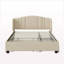 Lit plateforme Queen capitonné avec tête de lit à oreilles, lit gigogne simple et 2 tiroirs, lin, beige