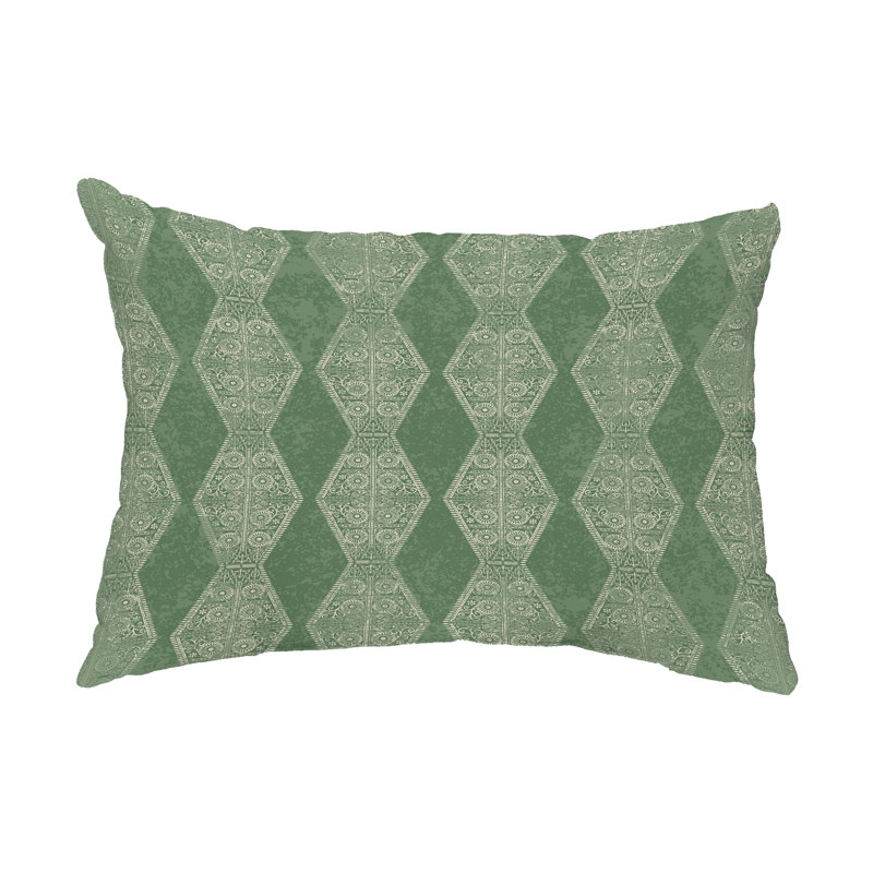 Geometric Outdoor Reversible Throw Pillow, Green