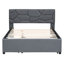 Lit plateforme tapissier avec tête de lit à motif brique et lit gigogne simple en tissu de lin gris pour une détente maximale et un confort maximal