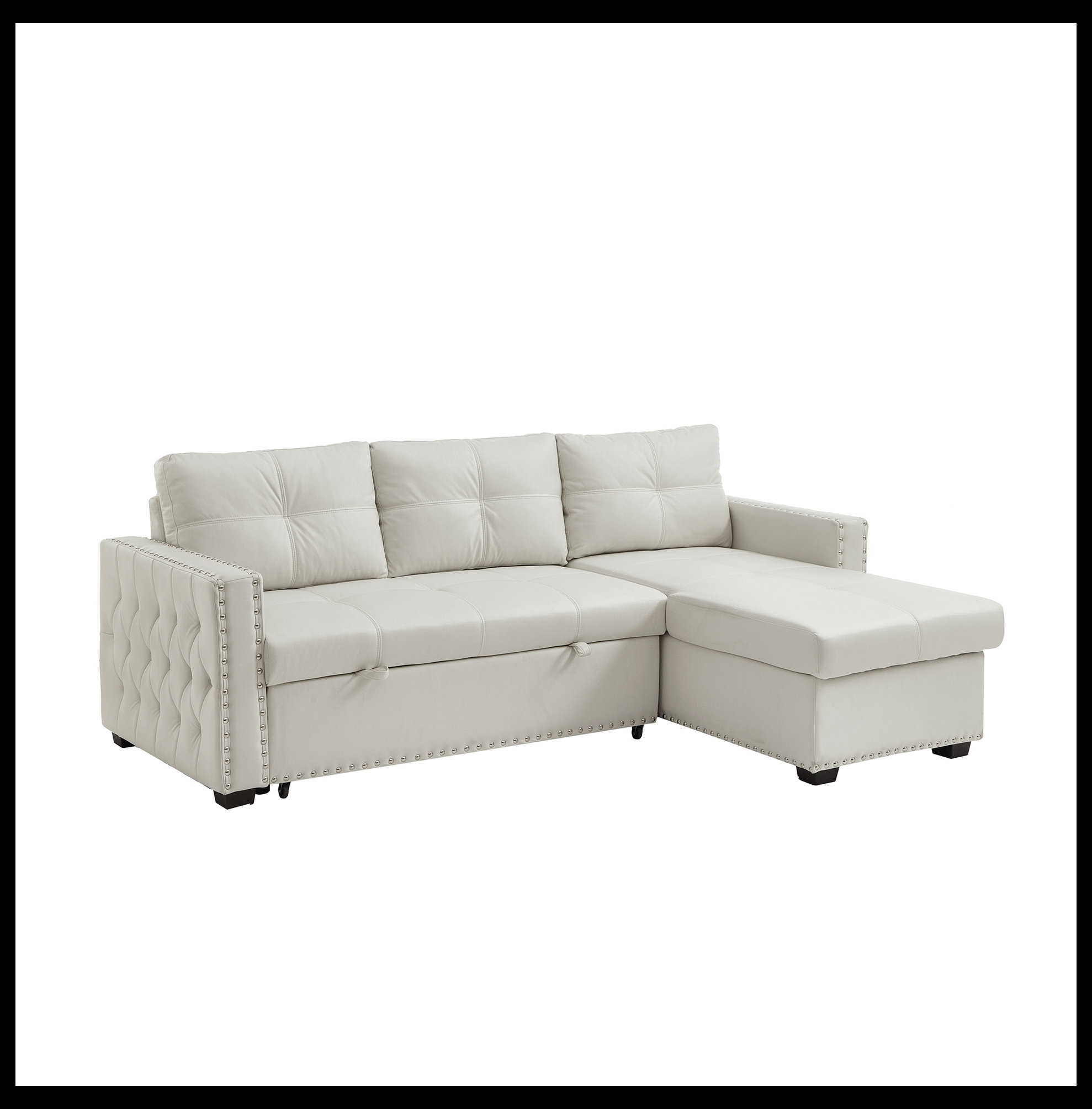 Latitude Run® 88" Convertible Pull Out Sofa Bed with Storage Chaise ...