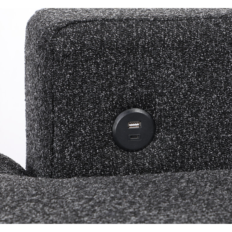 Canapé-lit modulaire en U 4 pièces 4 pièces avec rangement, Mélange de coton gris foncé