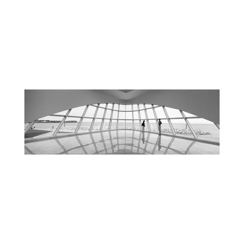 Silhouette Of Two People In A Museum, Milwaukee Art Museum, Milwaukee, Wisconsin, USA by Panoramic Images - Wrapped Canvas Panoramic Print