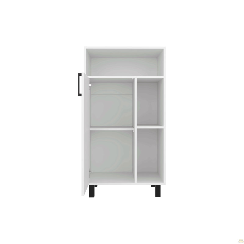 Armoire inférieure, 1 porte, 3 tablettes, 4 pieds