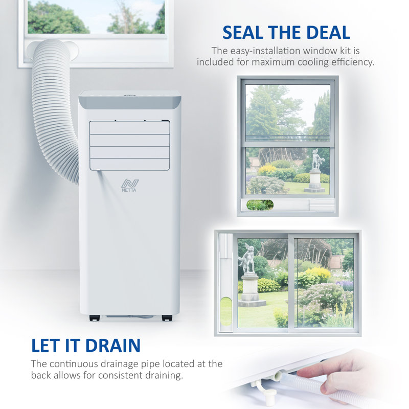 Netta Portable 3-In-1 Air Conditioner With Dehumidifier & Cooling Fan - 24-Hour Timer & Remote Control, 8000 BTUs