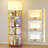 4-Tier Rotating Floor Lamp Bookcase with 360° Rotating Wheels, Multi-functional Corner Shelf with 3-Color Lighting