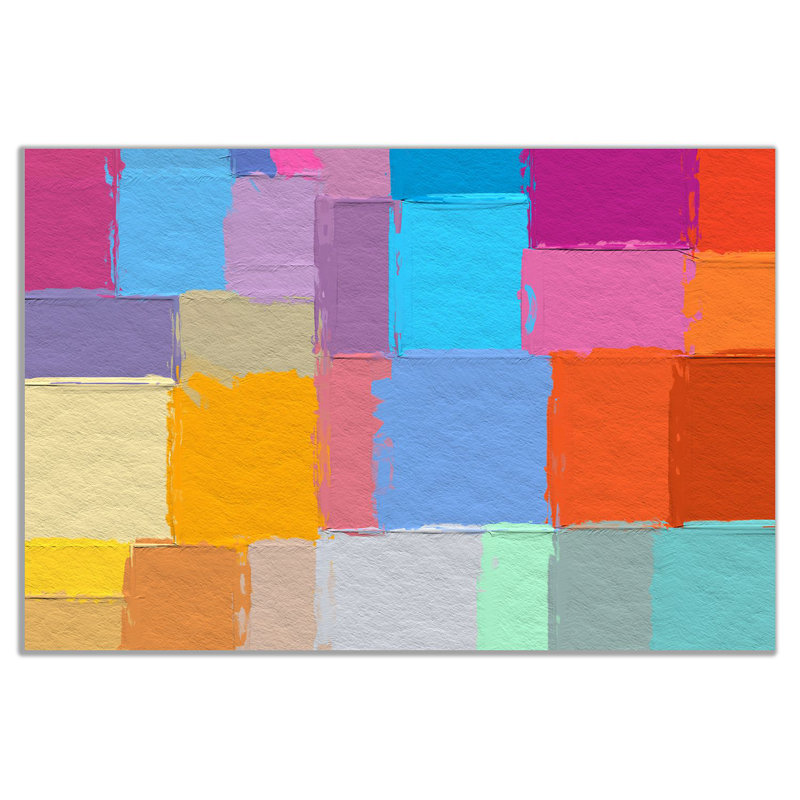 Multicoloured Colour Paint Brushing - Wrapped Canvas Print, 20cm H x 31cm W