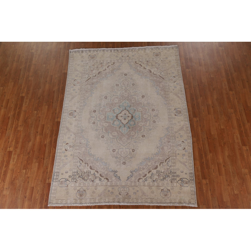 Tapis persan Tabriz patiné à la main 7 x 9