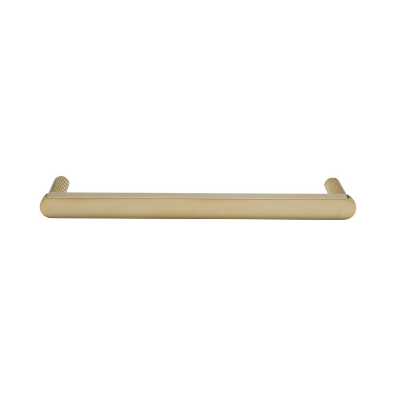 Poignée d'électroménager nervurée avec tiges cannelées, 12", Unlacquered Polished Brass