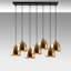 Lustre moderne moderne, hauteur réglable, structure en métal, 33,5 po x 13,8 po x 44,5 po | Diamètre du capuchon: 6,3 po, hauteur: 6,7 po | 7 x E27 Max 40W, design scandinave élégant, parfait pour la décoration intérieure et l'éclairage-2011736895