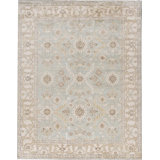Hand-Knotted High-Quality Green and Ivory Area Rug