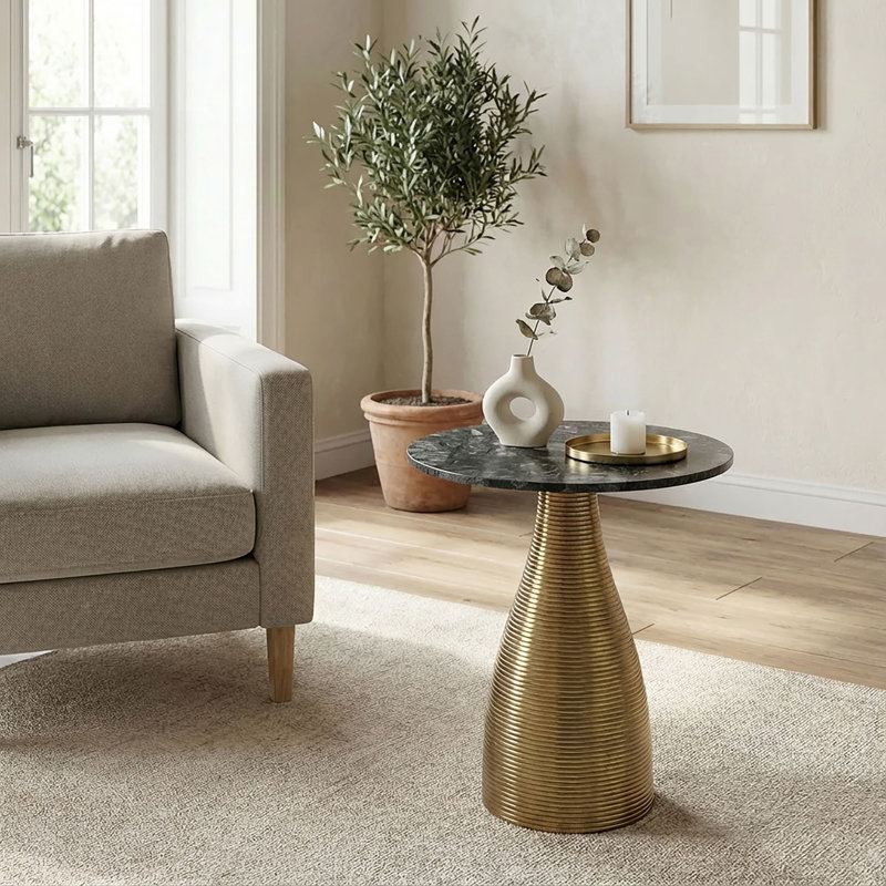 Pedestal End Table, Green
