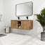 Console de salle de bain à double cuve 48 po - Base de meuble-lavabo à fermeture en douceur avec deux plateformes de lavabo
