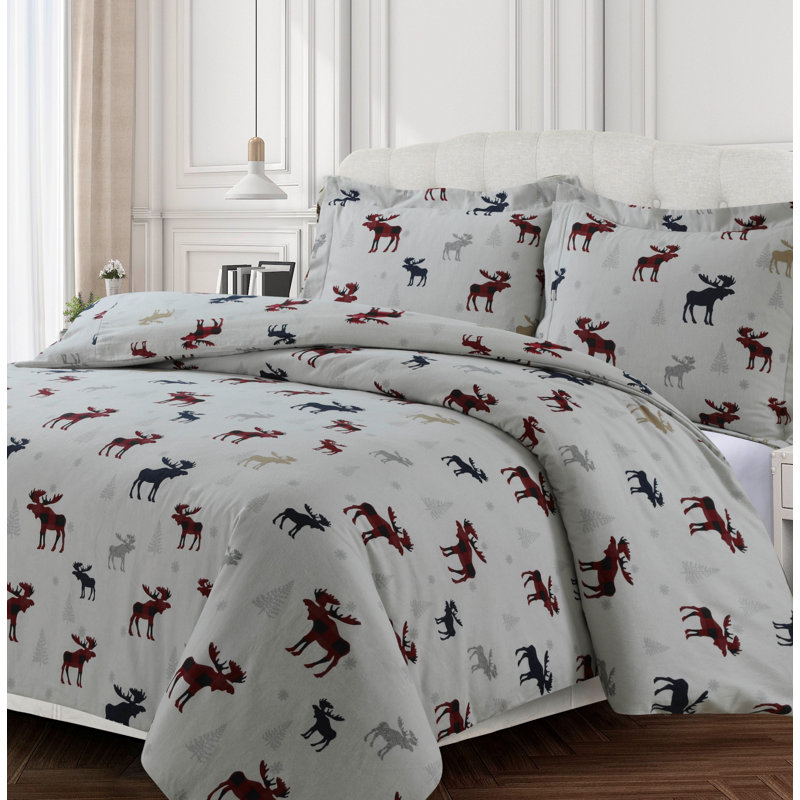 Flannel Duvet Cover, King Duvet Cover + 2 Shams
