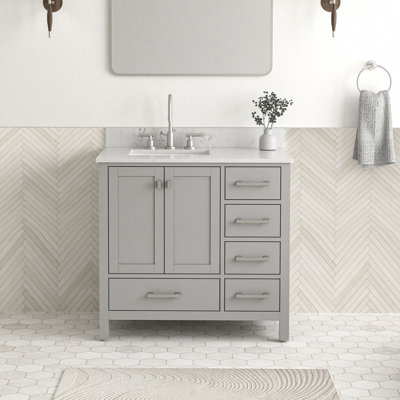 Meuble-lavabo autoportant 36 po avec plateau en marbre 36 po