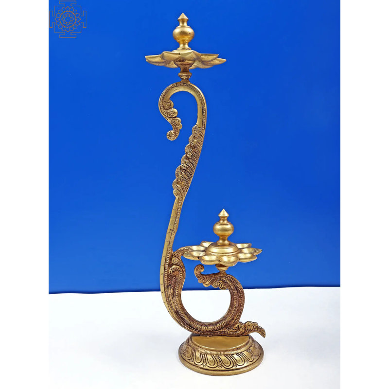 Lampe à mèche de paon à double couche 20 po en laiton