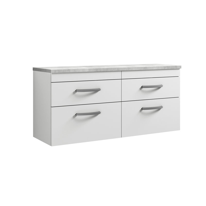 Athena 119.99cm Double Bathroom Vanity Base Only, Gloss White