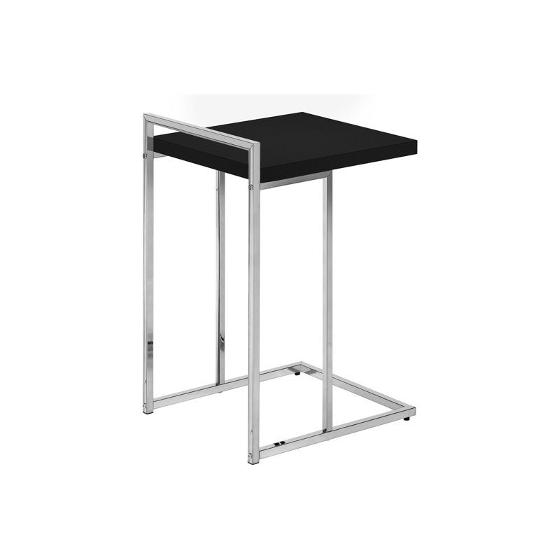 Table de salon moderne - Finition en stratifié noir et côté en métal pour le dessus de la chambre à coucher