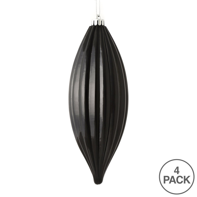 Ornement en forme de fleuron 8 po nLine, Noir brillant