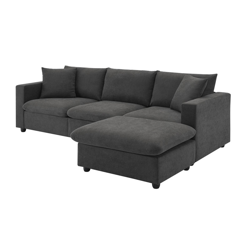 3 - Piece Upholstered Sectional, Dark Gray Polyester