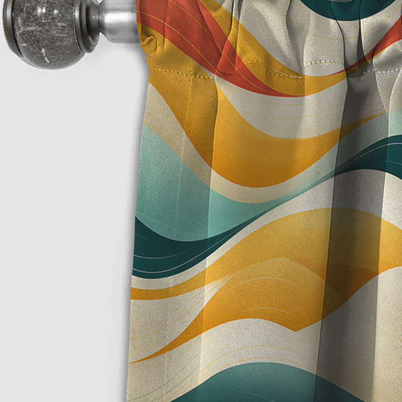 Retro Waves Lines I - Rideau Mid-Century - Rideau géométrique occultant - 1 panneau, L 52 po x L 84 po