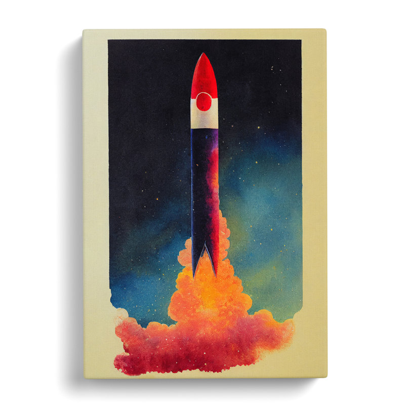 XC1022-474X Adventurous Spaceship Rocket - Wrapped Canvas Print, 50cm H x 35cm W x 3cm D
