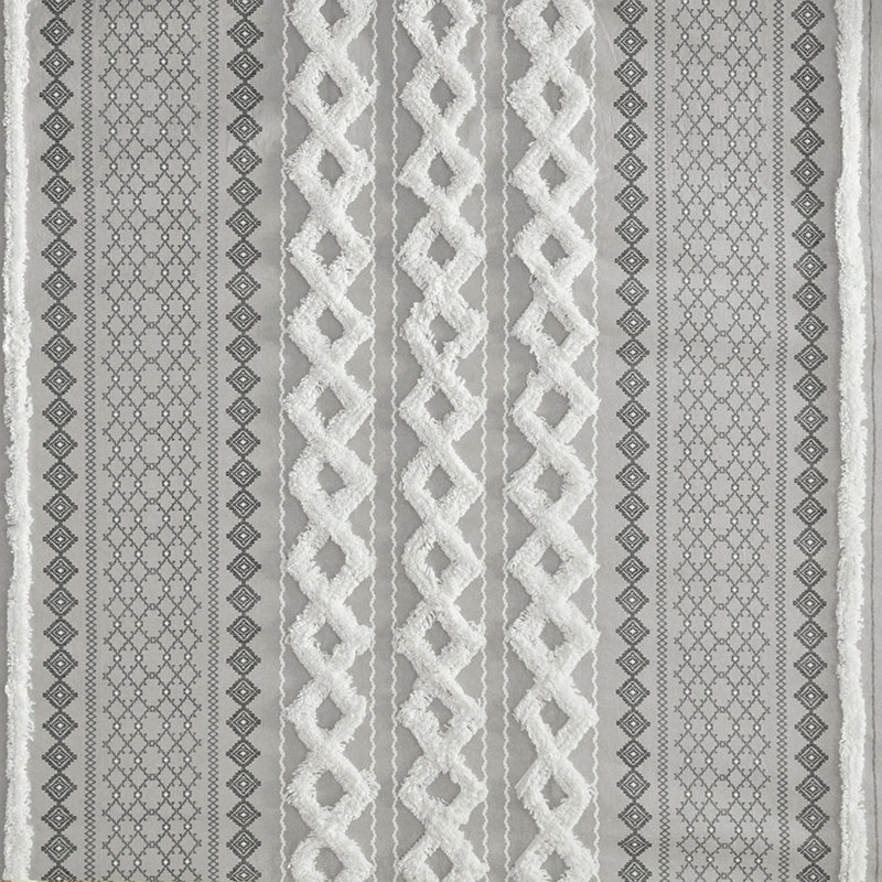 Rideau de douche en coton avec chenille, Gris