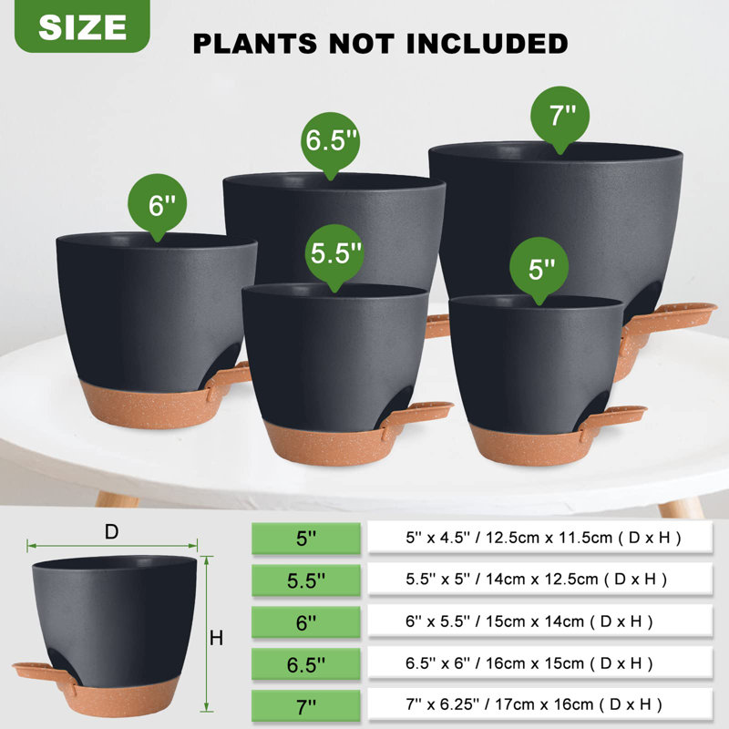 Self Watering Plant Pots Indoor, Black/Brown