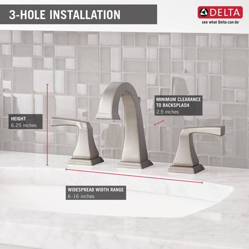 Dryden Widespread Bathroom Faucet with Drain Assembly, Brilliance Stainless