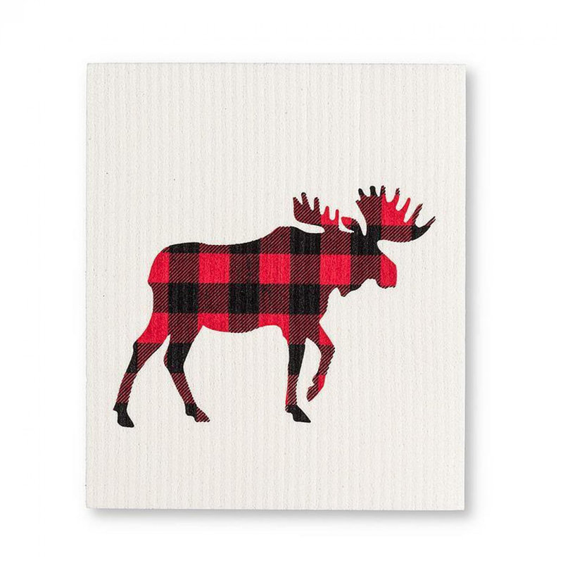 Set Of 2 Buffalo Check Moose Dishcloth