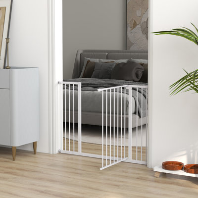 Barrière de sécurité pour chien Dimitrina à pression, en métal, hauteur 76 cm (29,9 po), blanche
