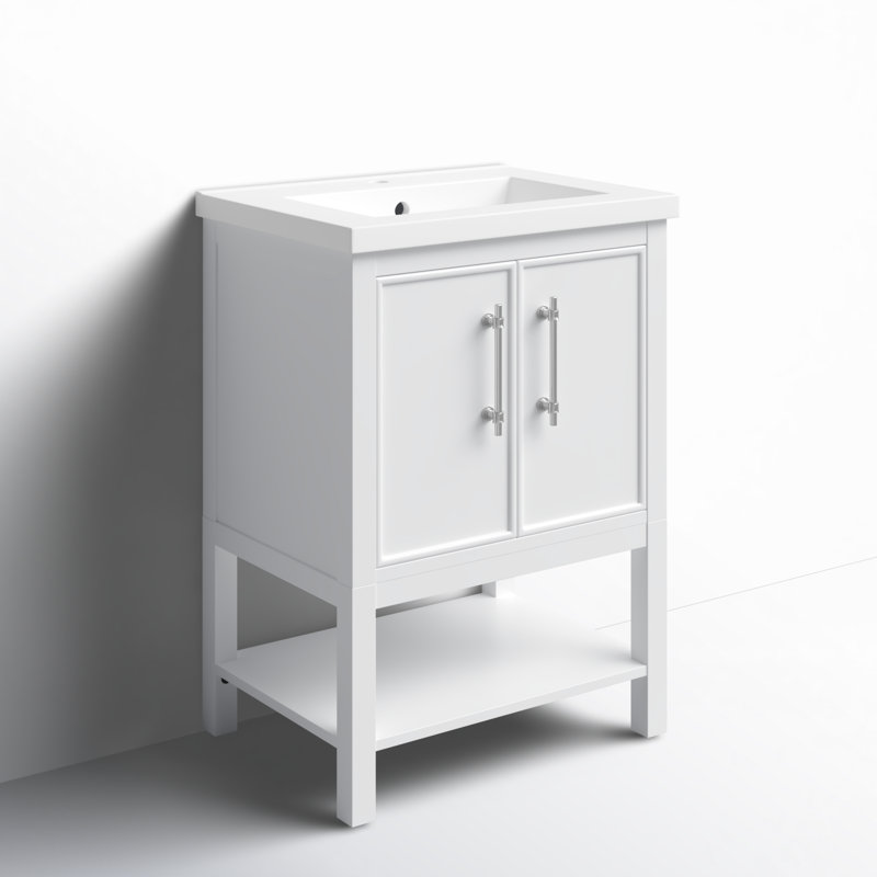 Ensemble de meuble-lavabo simple 24 po Jewell, Blanc / nickel brossé