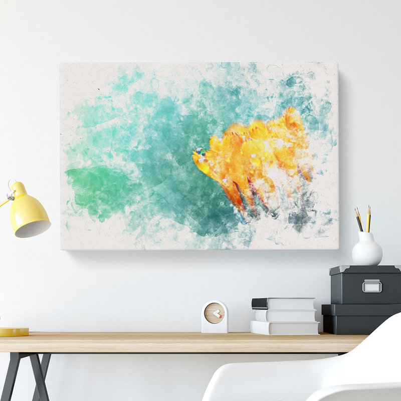 Blooming Orange Magnolia Flower - Wrapped Canvas, 35cm H x 50cm W x 3cm D
