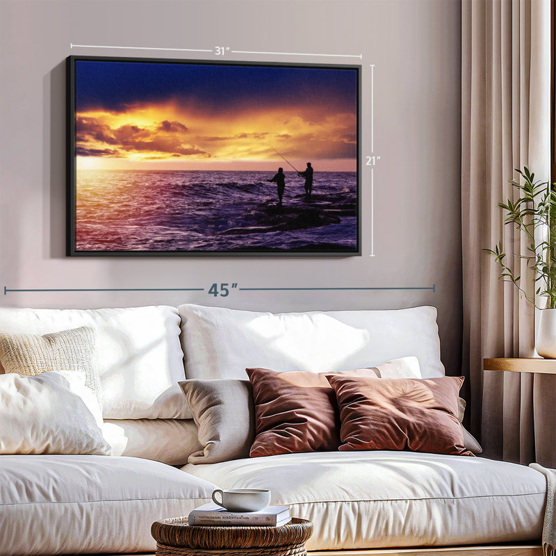 Impression sur toile Sunrise Fishing, H 21 po x l 31 po