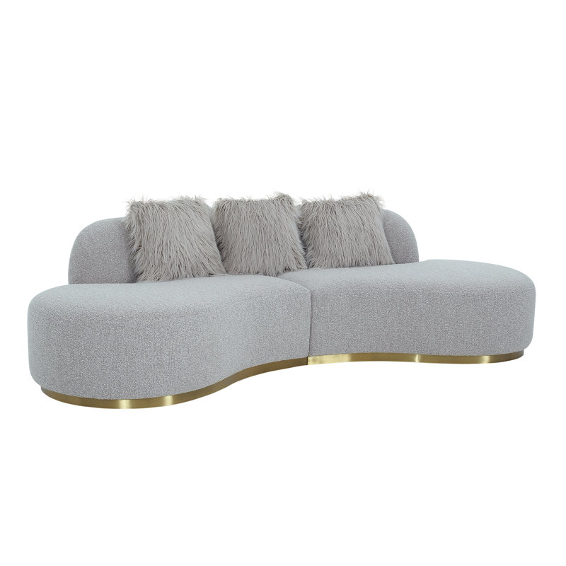 Simona Upholstered 150.39'' Sofa, Gray, 3, 29" H x 110.63" W x 50.79" D