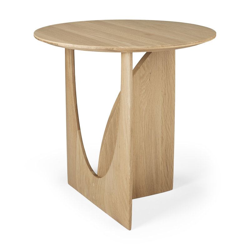 Geometric Solid Wood End Table, Natural Oak