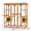 Cage à chat 72 po carrée en bois, idéale pour l'intérieur et l'extérieur