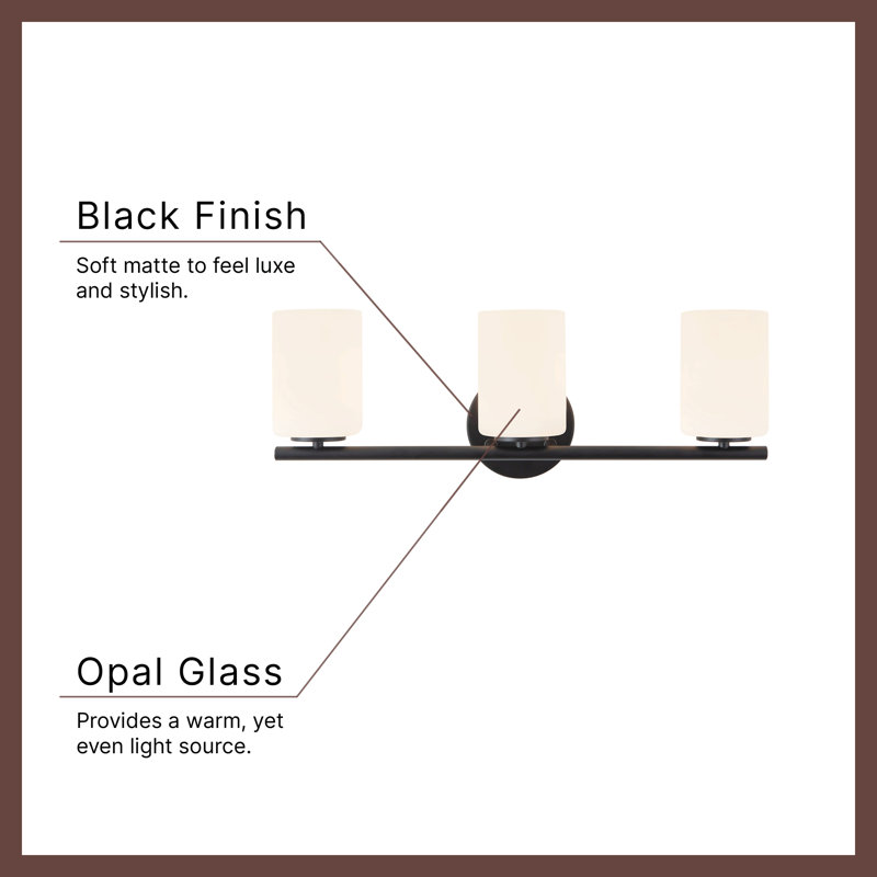 Ezra 22-in Black dimmable Bathroom Vanity Light