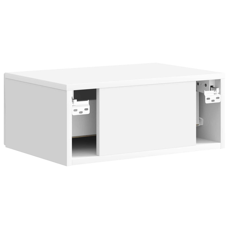 49cm W Manufactured Wood Bedside Table, High Gloss White