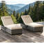 Fauteuil inclinable en rotin, structure en fer, rotin brun avec coussin taupe, tissu en polyester avec rembourrage en éponge