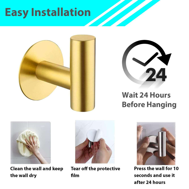 Osaruse Metal Wall Wall Hook, Or brossé